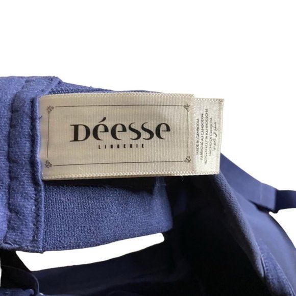 Deesse Lingerie Women's Blue Polka Dot Wireless Bra - Picture 4 of 7